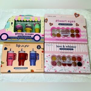 SpaLife Eyeshadow & Lipgloss Bundle. Heart Eyes, Lip Sips, Whimsy, Glossy Scoops